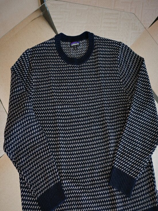 Patagonia Other - Patagonia Fisherman Crewneck 100% Merino Wool Navy Birdseye Knit [XL]